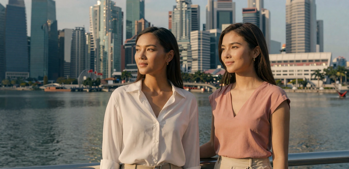 Beautiful Singaporean women in modern attire seeking genuine relationships on Localdatingusa dating platform
